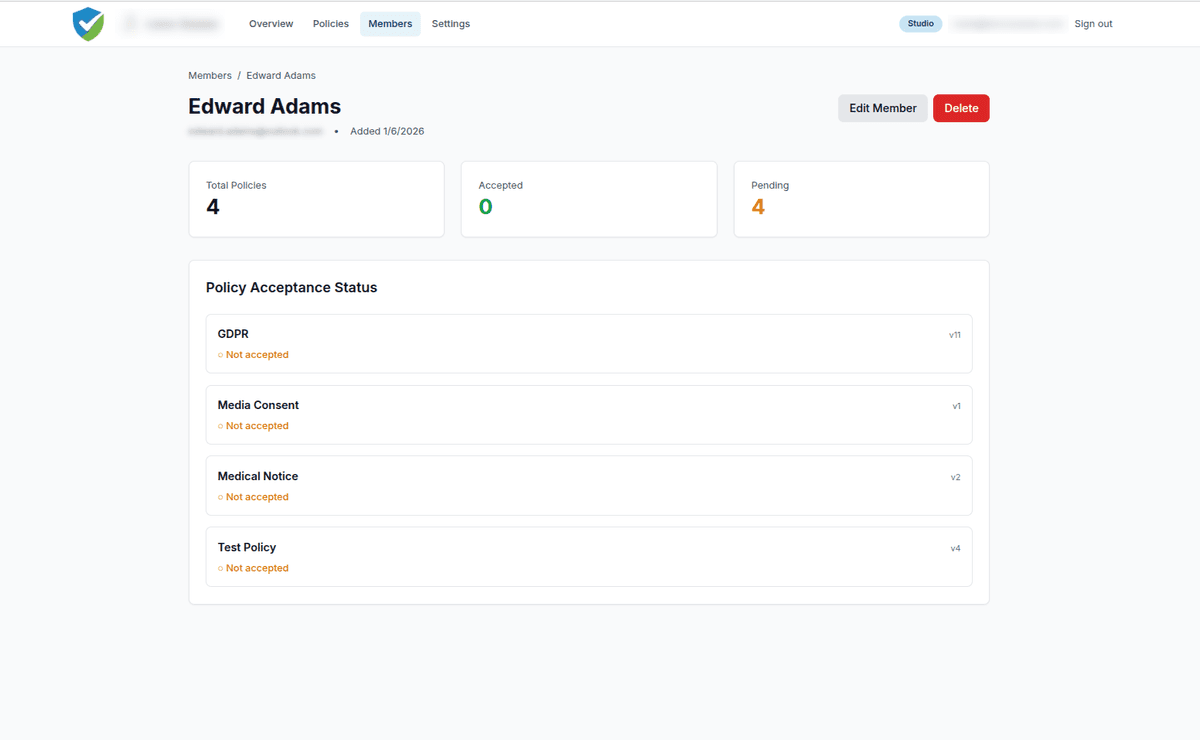 Member Management Screenshot